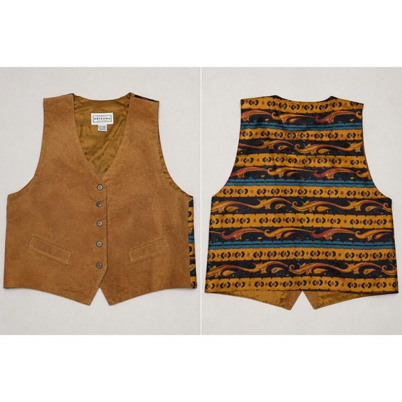Arizona Jean Company Jackets & Blazers - Arizona Jean Co. Brown Faux Suede Western Vest Women's XL Button Front Vintage